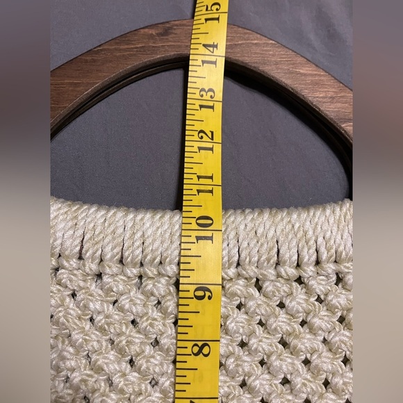 Vintage Woven Tote with Wooden Handles - Picture 5 of 6